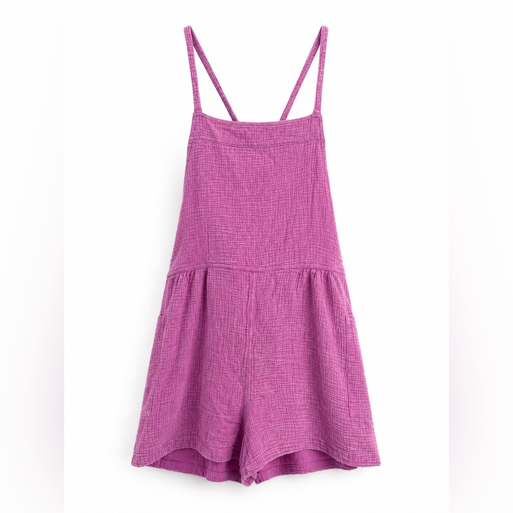 Zenana Acid Wash Pink Romper